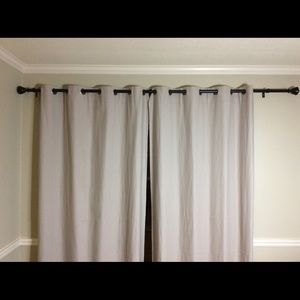West Elm beige linen cotton curtains
